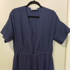 Everlane V Neck Go Weave Dress sz 12 Navy